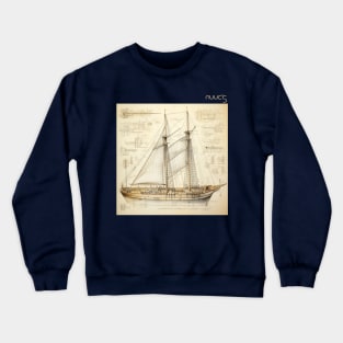 Technical diagram of an old sailboat Crewneck Sweatshirt